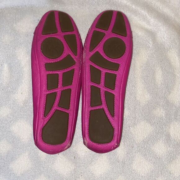 Michael Kors 7M Fulton Moccasin Pink Leather Round Toe Ballet Flat Shoe MK Logo - Picture 7 of 11